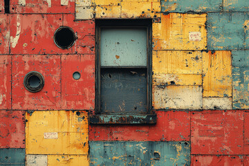 Wall Mural - a once vibrant mural, now faded and peeling, showing how art can age with time. concept of urban lif
