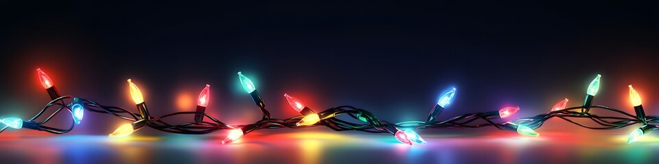 Christmas lights. Vector xmas garland. Isolated cable lightbulb decoration. Holiday christmas led string color lights on transparent background.
