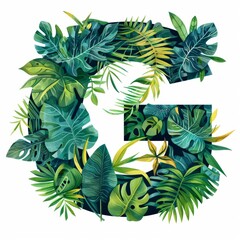 Letter G made of leaves. Easy to remove background. 