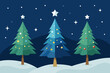 © Jhanto - Christmas  trees star sky vector art illustration