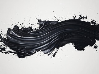 Sticker - a dynamic wave of black paint, showcasing texture and movement against a light background, ideal for