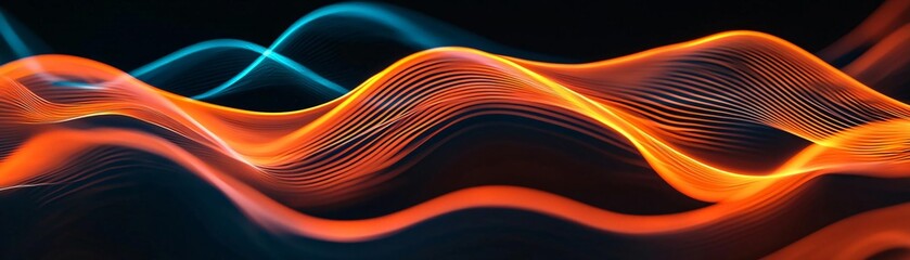 Wall Mural - a vibrant abstract wave pattern in striking orange and blue tones, creating a dynamic and modern vis