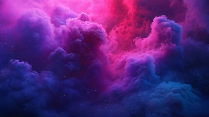 Poster - a vivid abstract representation of swirling clouds in vibrant hues of purple, pink, and blue, creati