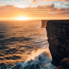 Poster - Inspirational quote over a scenic coastal cliff with waves crashing, creating a dramatic and energizing Facebook background.