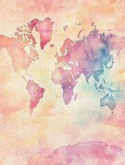  Watercolor World Map.