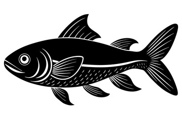 Sticker - Cute Boal fish silhouette minimalistic vector art illustration 