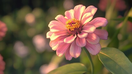 Wall Mural - A Close-Up of a Pink Zinnia