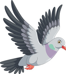 Wall Mural - illustration of cartoon pigeon flying