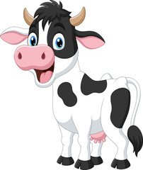 Wall Mural - happy cartoon cow isolated on white background