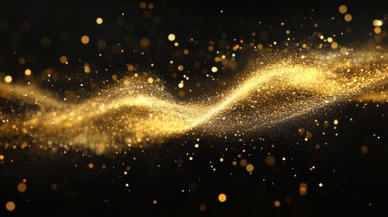 Wall Mural - swirling golden dust creates a magical and festive atmosphere against a dark backdrop, perfect for c