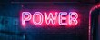 © cac_tus - Neon power sign on brick wall, urban night scene. Modern industrial design concept