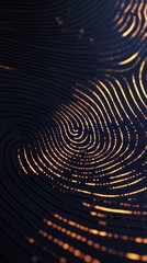 Poster - Glowing abstract fingerprint pattern in dark background, digital security concept