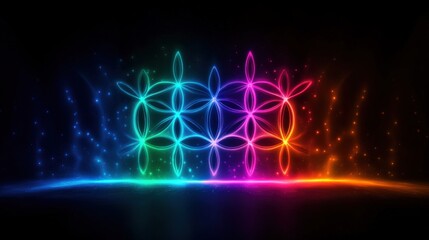 Sticker - Colorful abstract design with glowing patterns on a dark background.