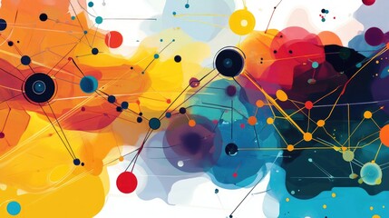 network flat design top view theme information technology water color vivid