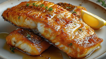 Poster - Fried, juicy fish with an appetizing crust.