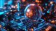 © ShinneProject - A glowing sphere rests on a circuit board, representing the interconnected nature of technology and the future.