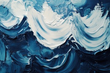 Wall Mural - Expressive, broad brush strokes forming abstract waves on a textured background