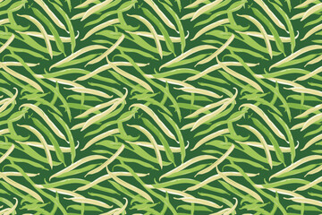 Seamless pattern with french beans. Green bean vegetables background vector illustration.