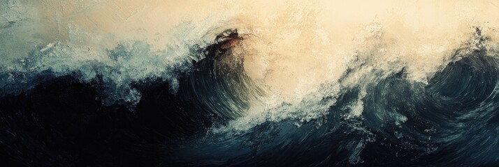 Wall Mural - Expressive, broad brush strokes forming abstract waves on a textured background