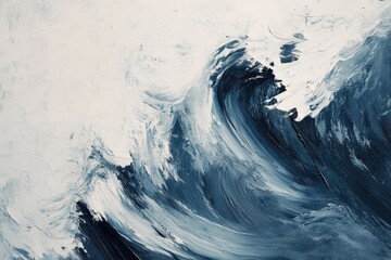 Wall Mural - Expressive, broad brush strokes forming abstract waves on a textured background