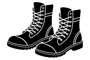 2 combat boot silhouette vector icon