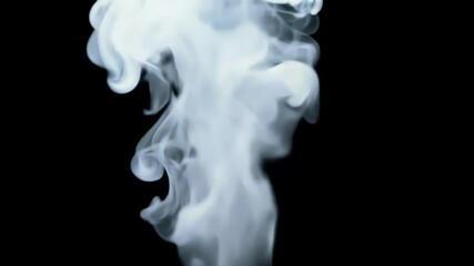 Wall Mural - steady plume white smoke rises gracefully againstclean black background creating display ethereal motion captivating footage adds atmosphere mystery making ideal visual effects artistic