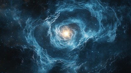 Wall Mural - a swirling, abstract nebula of data, with a single, luminous star at its center, representing a secu