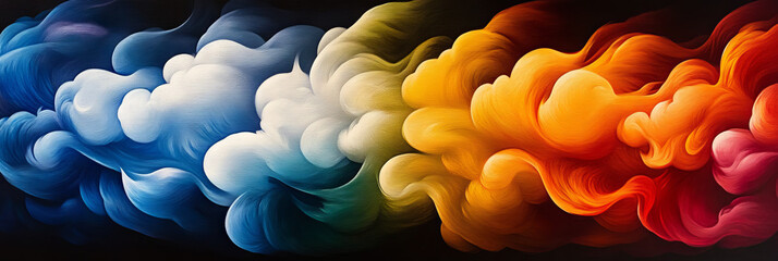 Canvas Print - Abstract colorful clouds on a dark background.