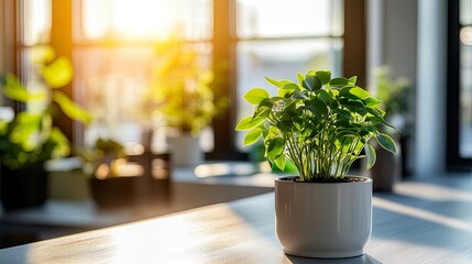 Canvas Print - Green plant in a bright indoor setting.