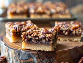 Wall Mural - Pecan Pie Bars on Wooden Cutting Board