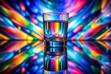 Canvas Print - glass of water with vibrant rainbow reflections on surface