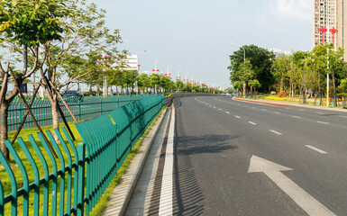 Wall Mural - Empty urban road and buildings in the city