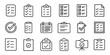 © Graphic toons - Clipboard, checklist, report, survey or agreement related editable stroke outline icons set isolated flat vector illustration on white background.