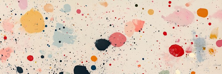 Wall Mural - Expressive, splattered brush texture with random dots and dashes of color across the canvas