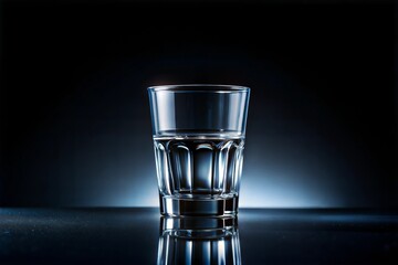 Wall Mural - Empty glass on black background with reflection