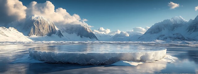 Wall Mural - ice podium background snow winter product platform cold mountain 3d. podium ice display background c