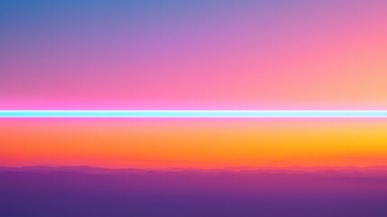 Wall Mural - Abstract Neon Light Horizon Over Mountains   Pink  Blue  Yellow Sunset