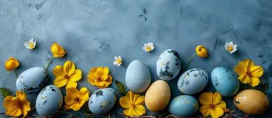 Wall Mural - happy easter banner with egg and bunny design.