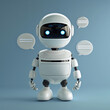 © littlepiccie - Cute white robot with friendly expression and speech bubbles