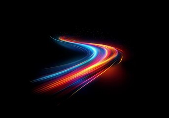 Wall Mural - abstract colorful light trails on a black background.