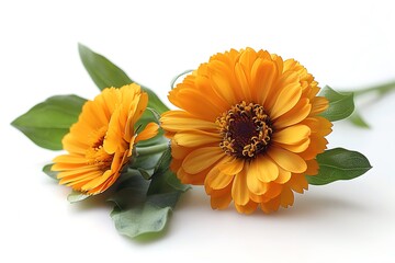 Marigold, garden Flower isolated on white background.close up.