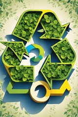 recycling symbol morphing into growing plants and solar cells to symbolize the transformation of waste into renewable resources