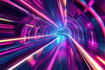 Wall Mural - a vibrant tunnel of light and color, showcasing dynamic motion and energy, perfect for sci-fi or abs