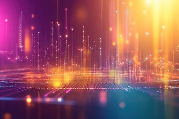 Wall Mural - vibrant abstract background with glowing lights and digital elements, ideal for technology, design, 