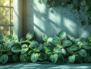 Sticker - Green Leaves Sunlight Window Wall - Nature Photography