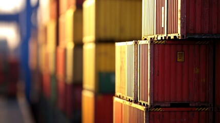 Sticker - A stack of colorful shipping containers at a port, showcasing industrial logistics.