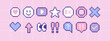 © neena  - ポップなドット絵 アイコン セット ( ベクター ピクセル ガーリー 可愛い ピンク ピクセルアート コミュニケーション レトロ デジタル ビデオゲーム )
