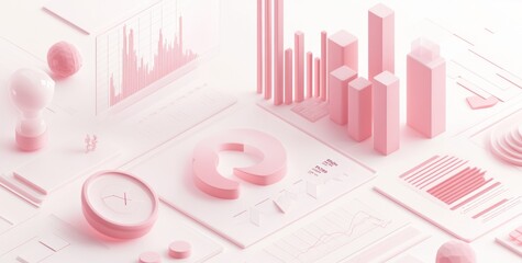 Sticker - A pastel-themed composition featuring various graphs, charts, and data visualization elements.