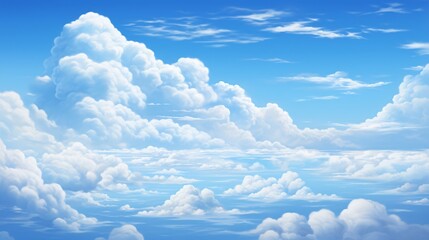 A tranquil blue sky with soft, white clouds floating gently