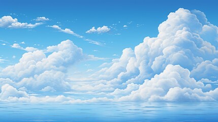 Wall Mural - a tranquil blue sky with soft, white clouds floating gently
